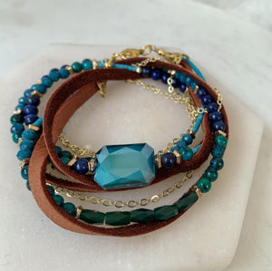 Bold Azure Leather Bracelet