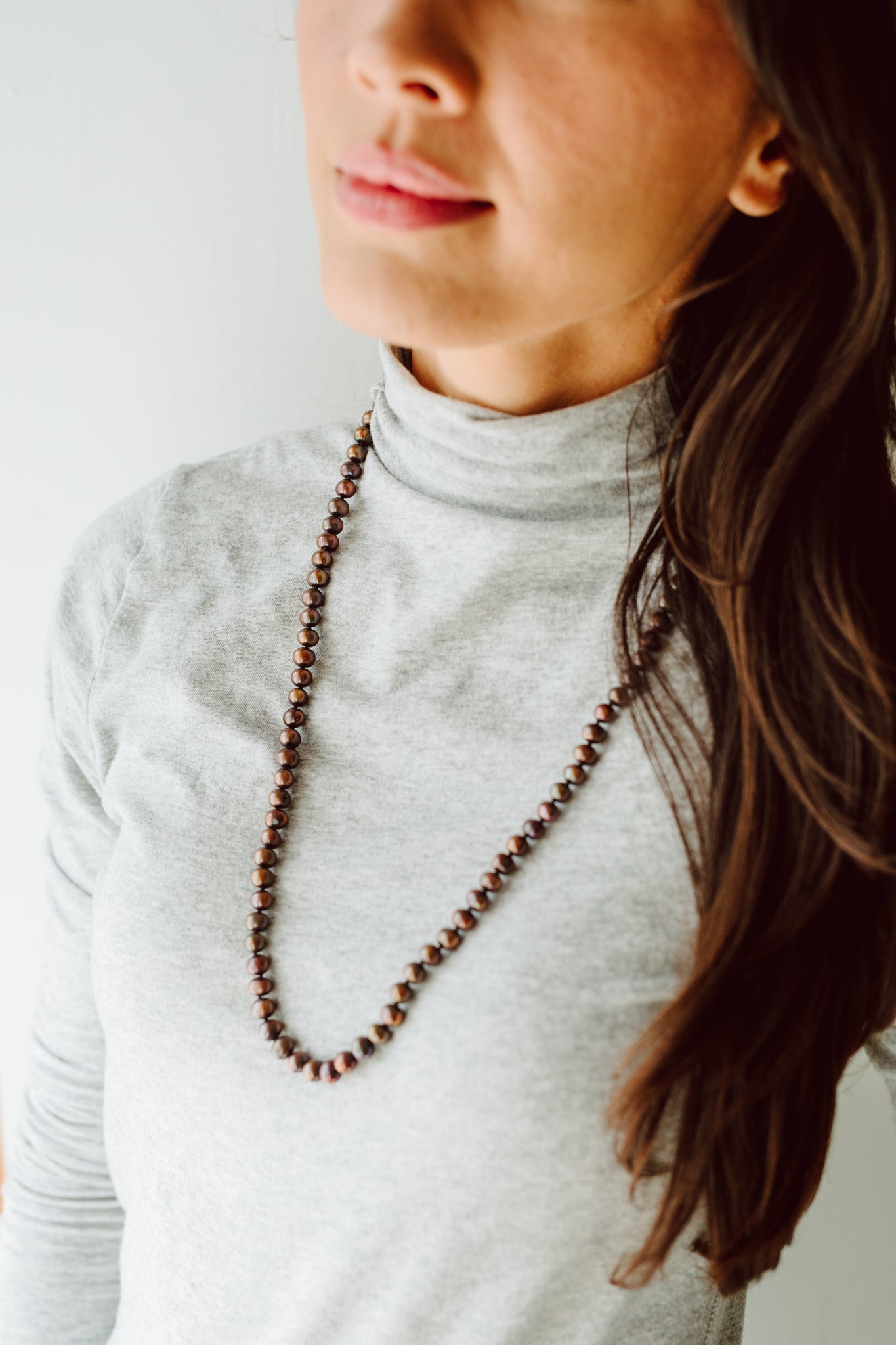 Cranberry Glow Pearl Necklace (Long)